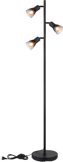 Globo Lighting Floor Lamp H161xW30cm. with Socket for Bulb E14 Black