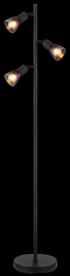 Globo Lighting Floor Lamp H161xW30cm. with Socket for Bulb E14 Black