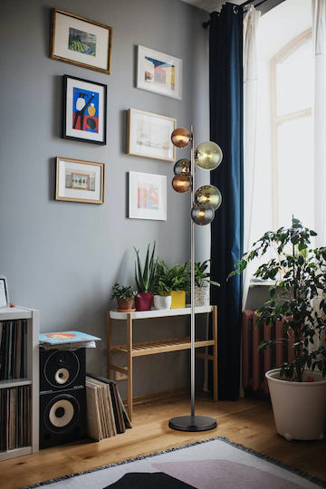 Globo Lighting Floor Lamp H155xW28.5cm. with Socket for Bulb G9 Gray