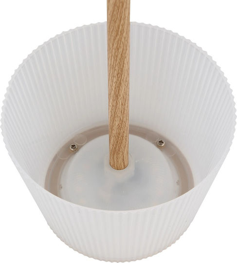 Globo Lighting Wood Table Lamp LED with Beige Shade and Base