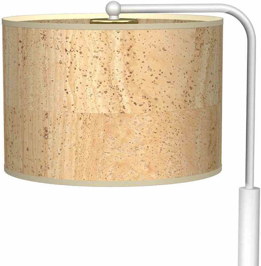 Eko Light Cork Метална Настолна лампа за Цокъл E27 с Бежов Абажур и Бяла Основа