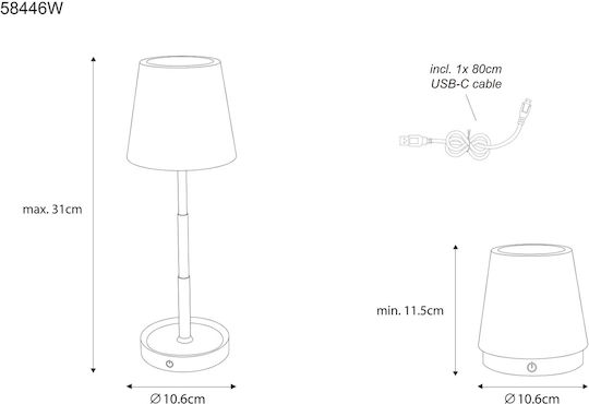 Globo Lighting Πλαστικό Πορτατίφ LED με Λευκό Καπέλο και Βάση