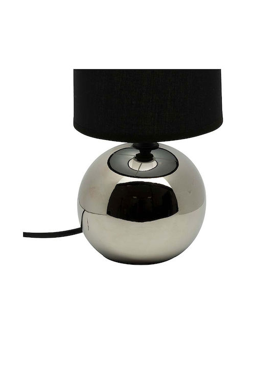 Atmosphera Timeo Ceramic Table Lamp for E14 Fitting with Black Shade and Silver Base