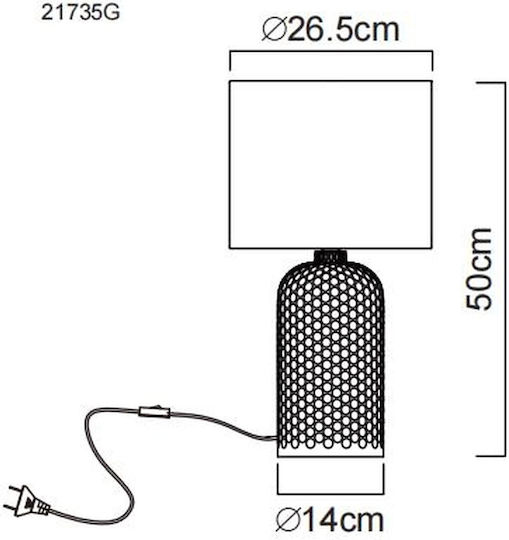 Globo Lighting Glass Table Lamp for Socket E27 with Gray Shade and Base