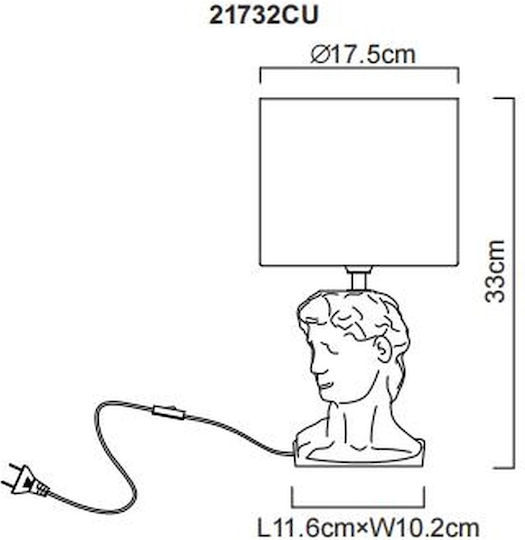 Globo Lighting Kunststoff Tischlampe für Fassung E14 mit Weiß Schirm und Basis