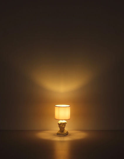 Globo Lighting Kunststoff Tischlampe für Fassung E14 mit Weiß Schirm und Basis