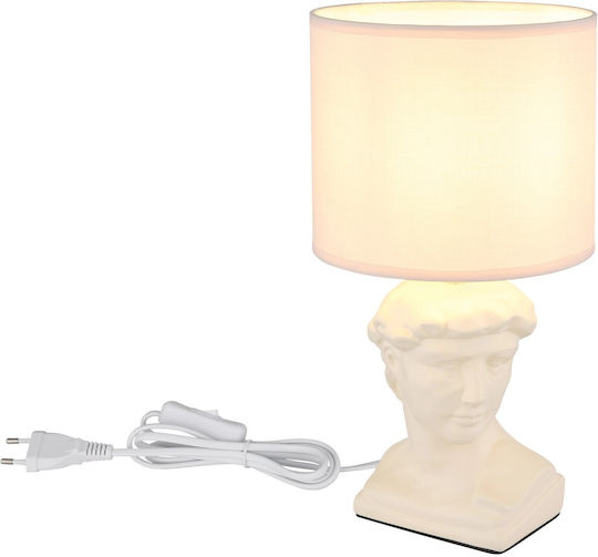 Globo Lighting Kunststoff Tischlampe für Fassung E14 mit Weiß Schirm und Basis