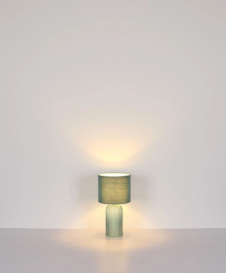 Globo Lighting Стъклена Настолна лампа за Цокъл E27 с Зелен Абажур и Основа