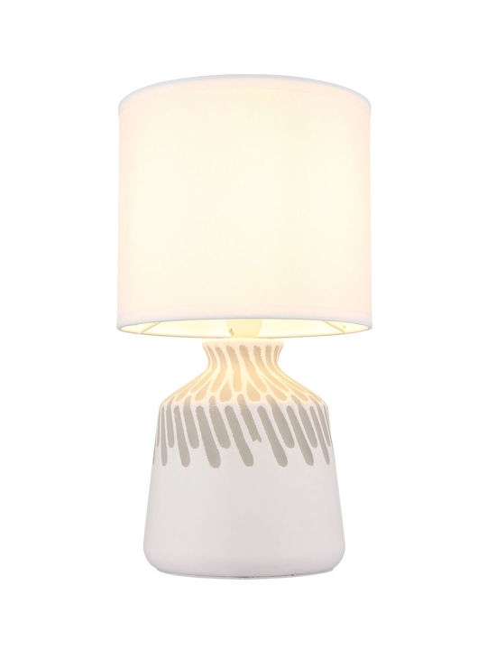 Globo Lighting Plastic Table Lamp for Socket E14 with White Shade and Base