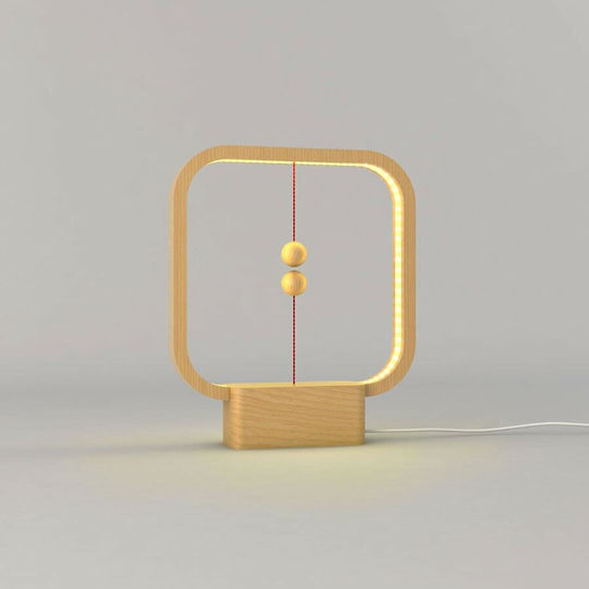Allocacoc Heng Balance Lamp Square Ξύλινο Πορτατίφ με Μπεζ Καπέλο και Βάση