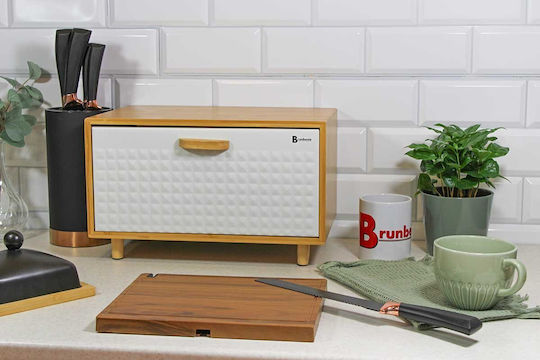 Brunbeste Bread Box with Lid made of Bamboo Beige 35.5x20x21.5cm