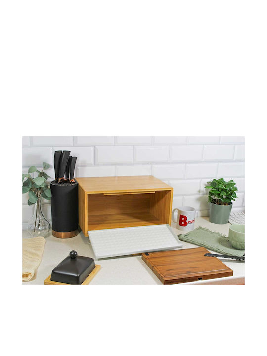 Brunbeste Bread Box with Lid made of Bamboo Beige 35.5x20x21.5cm