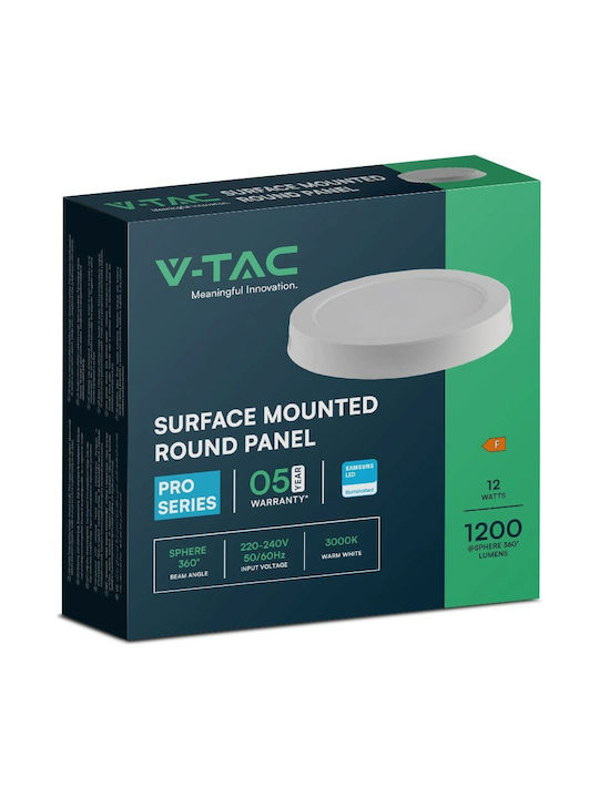 V-TAC Στρογγυλό LED Panel 12W με Ψυχρό Λευκό Φως 6400K