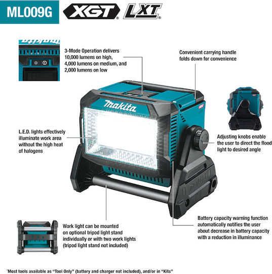 Makita Προβολέας Εργασίας Μπαταρίας LED IP65 με Φωτεινότητα έως 10lm