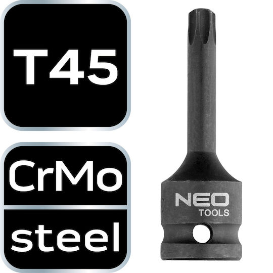 Neo Tools Bit-Stecknuss Pneumatisch mit Torx-Bit und Antriebsvierkant 1/2'' Größe T45 1Stück
