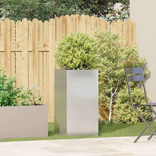 vidaXL Метална Кутия За Саксии Сребриста 40x40x80см