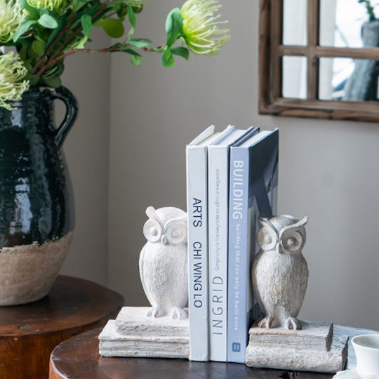 Plastic Bookend in White Color 2pcs 10x18x12cm