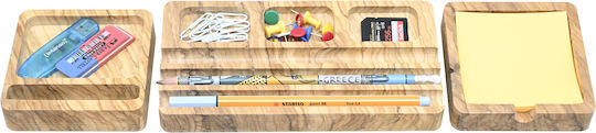 Office Organizer Natural Solid Olive Wood 37 X 9.5 X 3cm Three Pieces