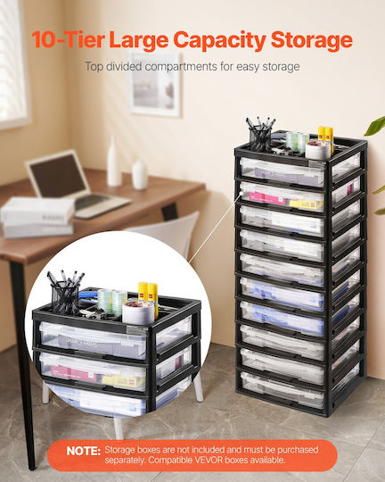 Vevor Plastic Desktop Drawer 10 Positions Black