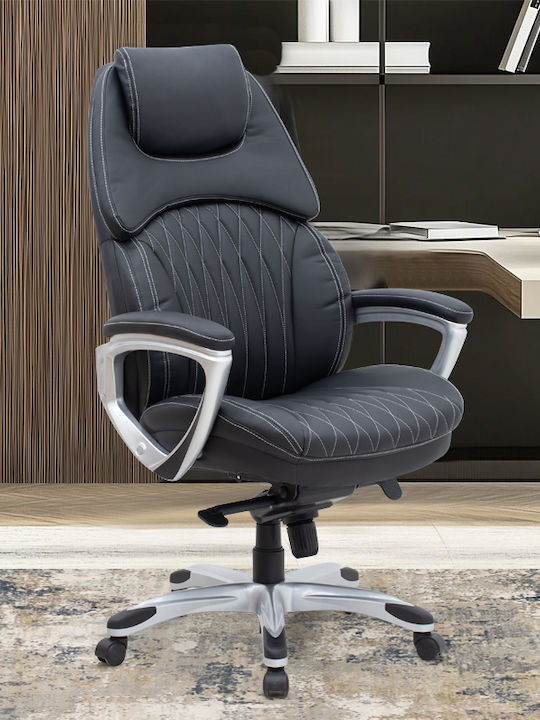 Duke Executive Reclining Office Chair with Fixed Arms Black Velvet-Black Metal Megapap