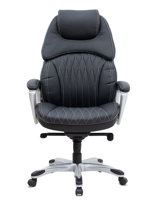 Duke Executive Reclining Office Chair with Fixed Arms Black Velvet-Black Metal Megapap