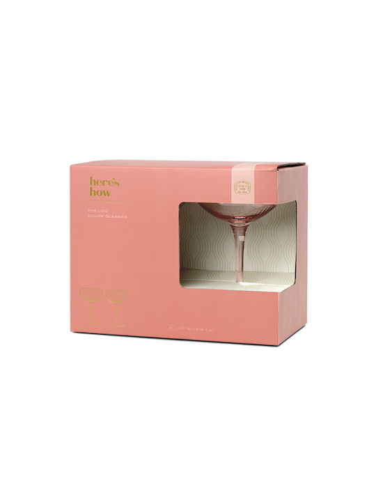Here's How Set of Glasses White Wine / Cocktail/Drinking / Whiskey made of Glass in Pink Color Stemmed 177ml 2pcs