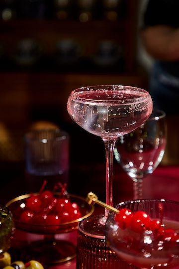 Here's How Set Pahare Șampanie / Cocktail Cu Picior Din Sticlă Roz 177ml 2 Bucăți