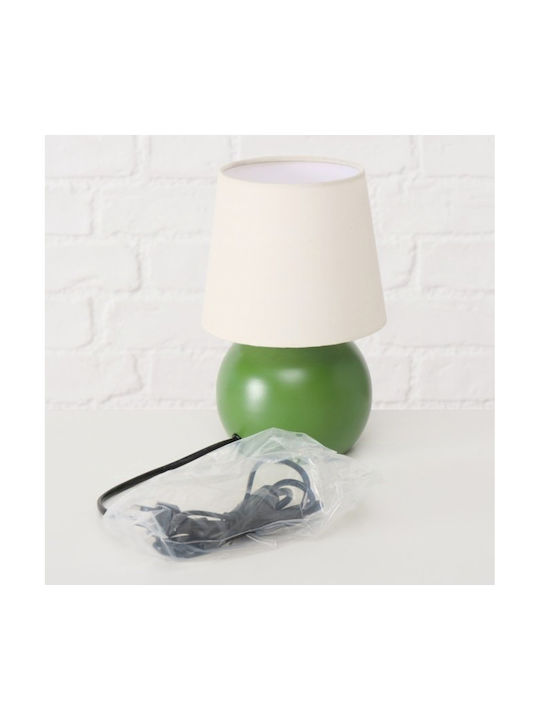 Boltze Metal Table Lamp with White Shade and Green Base