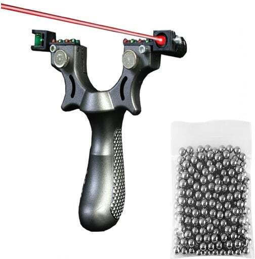 Laser Slingshot Package 100 Metal Balls 10 Mm 11.5 Cm A Handle Silver