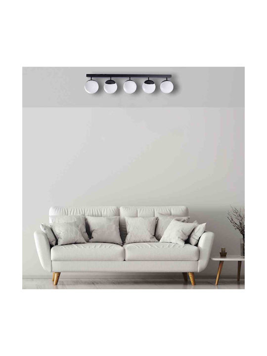 Eko Light Σποτ με 5 Φώτα και με Ντουί E14 σε Μαύρο Χρώμα