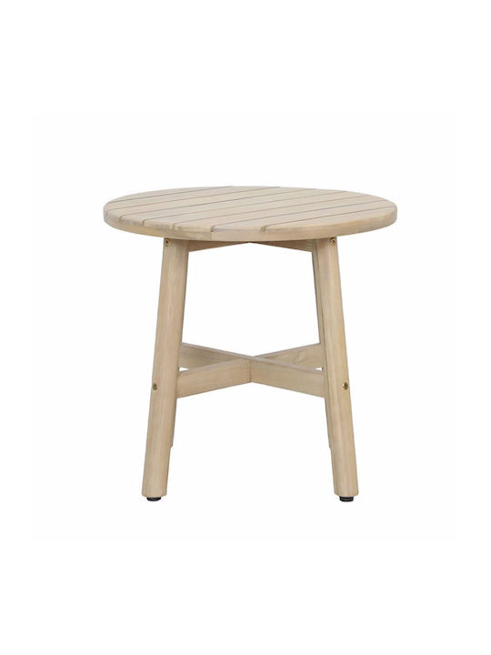 Round Side Table Lanai Made of Solid Wood Natural M50xL50xH48cm
