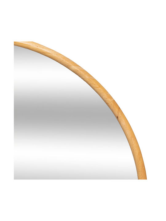 Wall Mirror with Beige Wooden Frame Diameter 75cm 1pcs