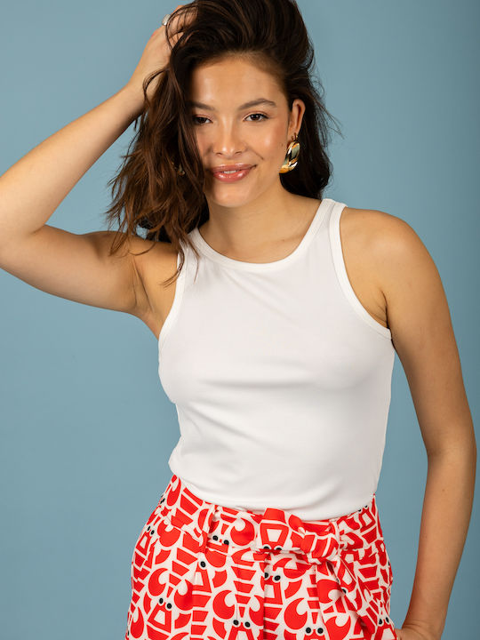 Women's Blouse Sleeveless with Boat Neckline Vanilla