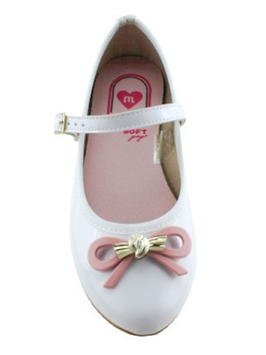 Kids Ballerinas with Hoop & Loop Closure White