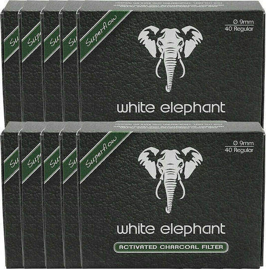 Тръбни Филтри За Тютюн White Elephant 9mm С Активен Въглен 40 Филтри Activ Kohle Filter 1 Опаковка