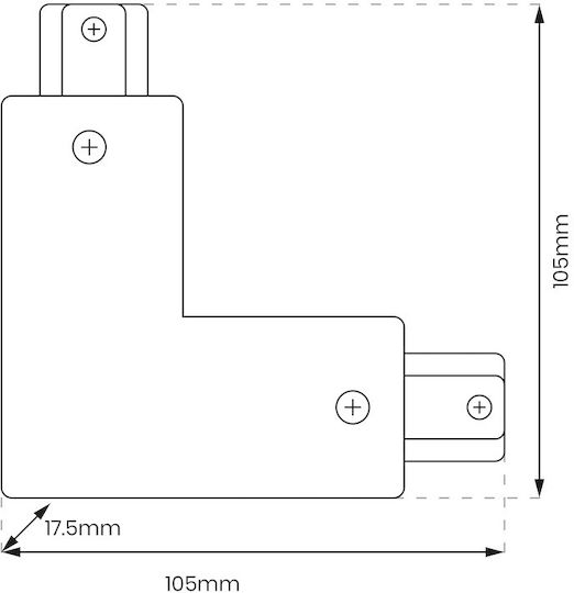 Conector L Track cu 1 circuit alb + Alimentare centrală