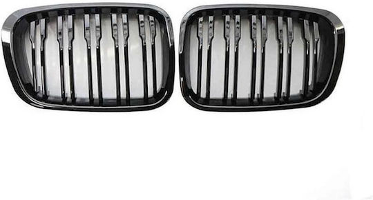 BMW 3 E46 99-01 Sedan Touring Compact M4 Look Double Grille Glossy Black 2 Pieces