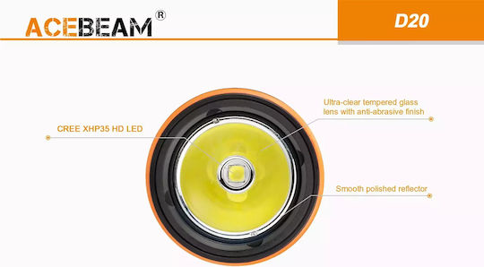 Acebeam Diving Safety Light Rechargeable LED for Head with Brightness 2700lm for Maximum Depth 129m