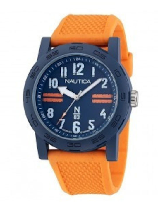 Nautica Ανδρικό Ρολόι 44mm Μπαταρίας με Πορτοκαλί Καουτσούκ Λουράκι