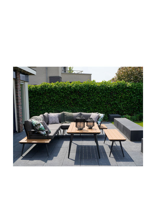 Set Cameră De Zi Pentru Exterior Arezzo 3 Piese Gri Cu Perne