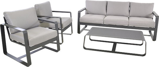 Amalf 4-Piece Outdoor Living Room Set Aluminum with Pillows