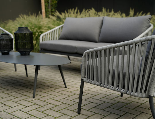 Set Camera De Zi Pentru Exterior Amalf 4 Piese Gri Cu Perne