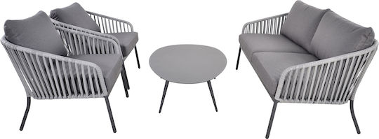 Set Camera De Zi Pentru Exterior Amalf 4 Piese Gri Cu Perne