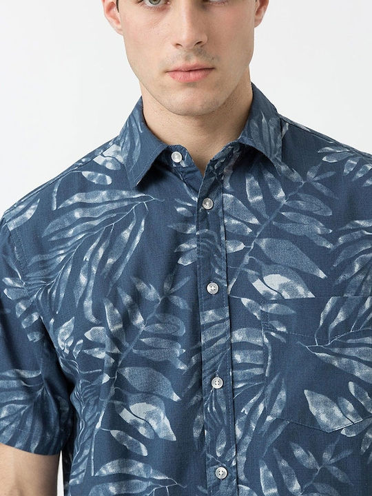 Short-sleeved Shirt Floral Blue