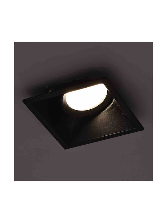 Eko Light Τετράγωνο Χωνευτό Σποτ Μαύρο 1τμχ