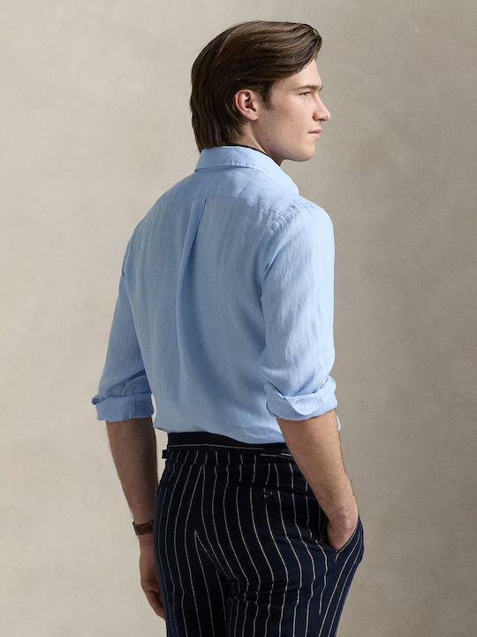 Langärmlig Leinen Hemd Blue