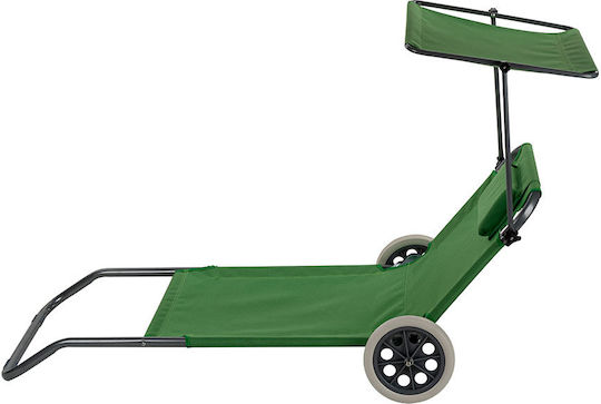 Muhler Foldable Steel Beach Sunbed Green with Shader 147x52x24cm