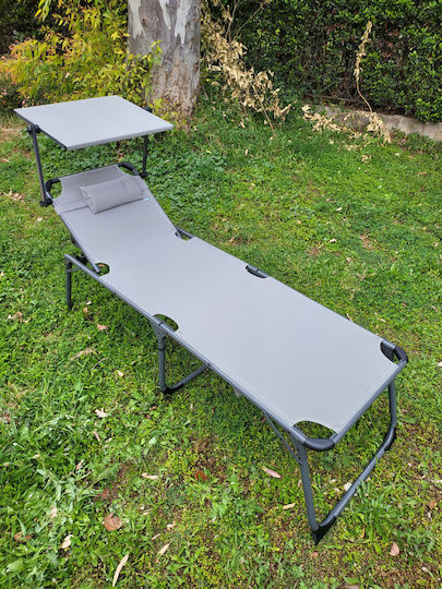 Aktive Beach Sunbed Gray Foldable Aluminum with Shader & Pillow 193x48x67cm