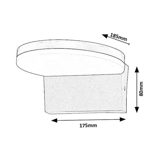Rabalux Wandmontierte Außen-Hutleuchte LED IP54 9W mit Kaltweiß Licht 17.5εκ.