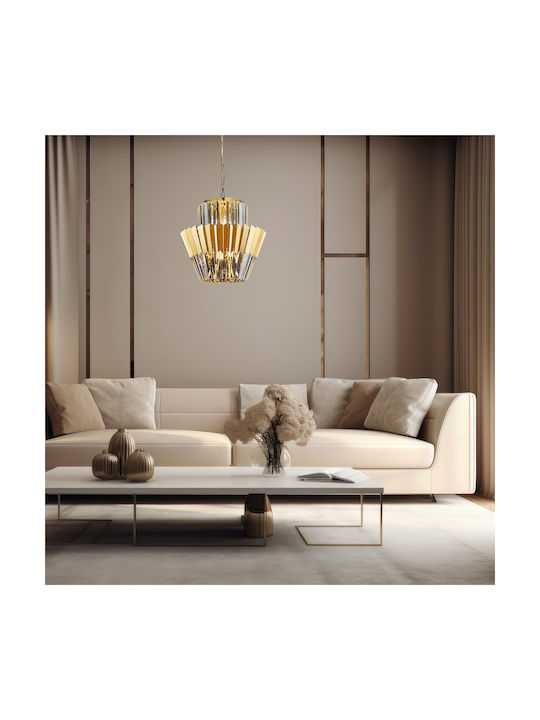Eko Light Πολυέλαιος με Κρύσταλλα Χρυσός